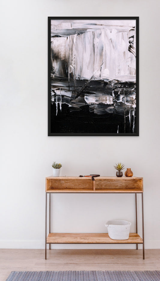 Black and White abstract Canvas Framed